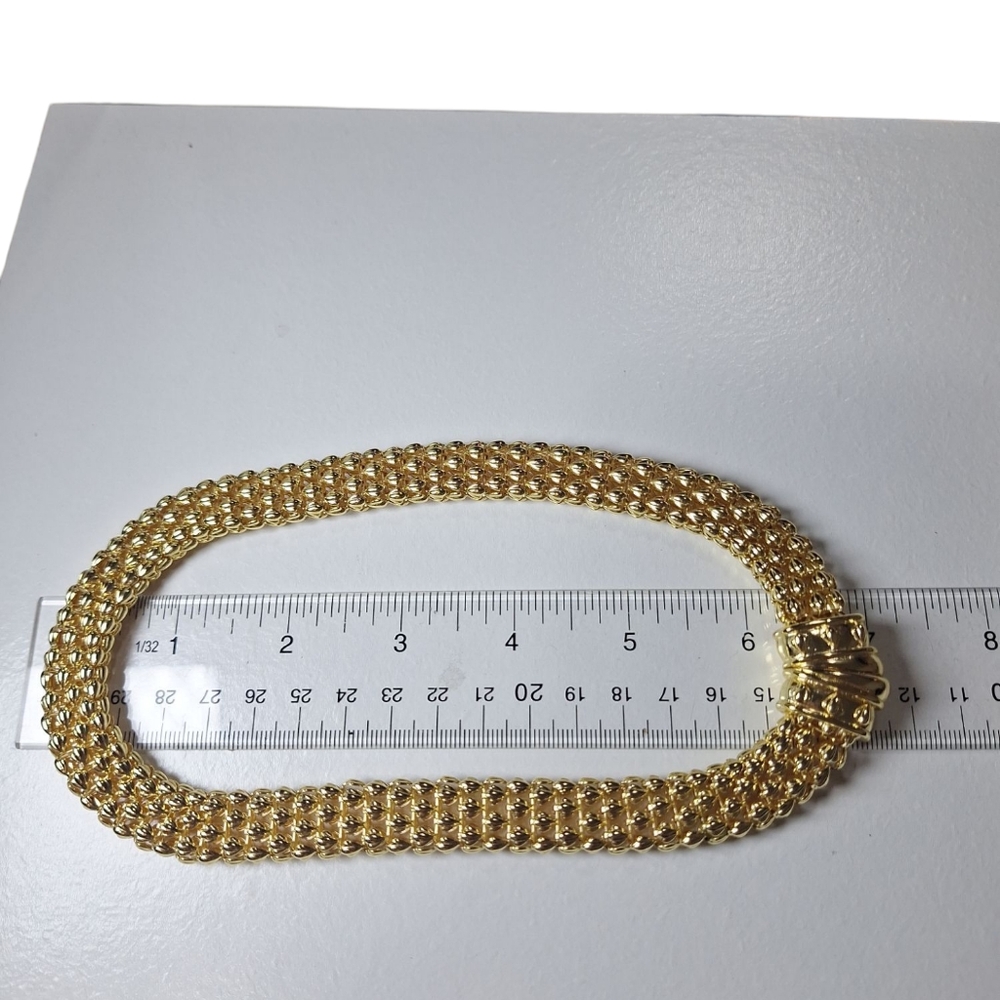 Chunky Gold Tone Choker Collar Necklace Magnetic Front Closure 14" - Picture 8 of 8